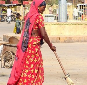 Woman-swiping-road